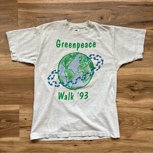 Vintage Greenpeace Shirt Mens Large Gray Made in USA 1993